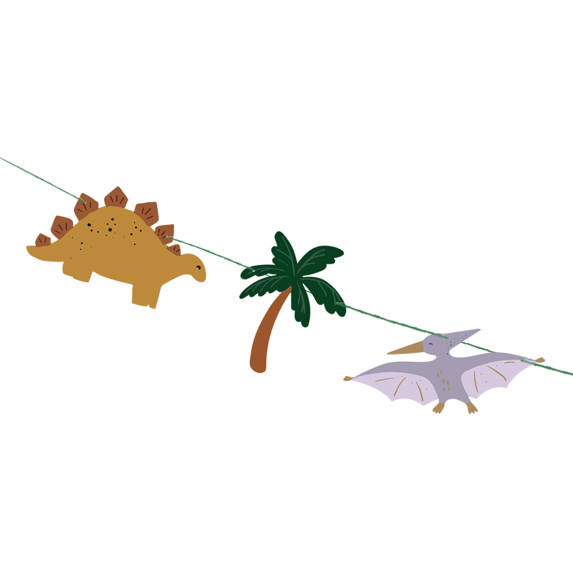 Girlande "Happy Birthday" Dino Banner 3m Blatt, Pflanze