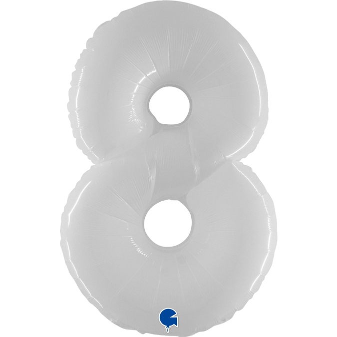 Folienballon Zahl 8 Shiny White 100cm/40" Folienballon Zahl 8 Shiny White 100cm/40"
