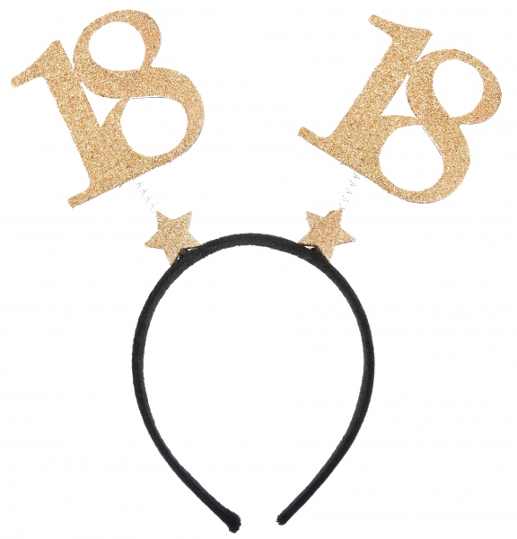 Glitzerhaarreifen zum 18. Geburtstag, Gold/Schwarz