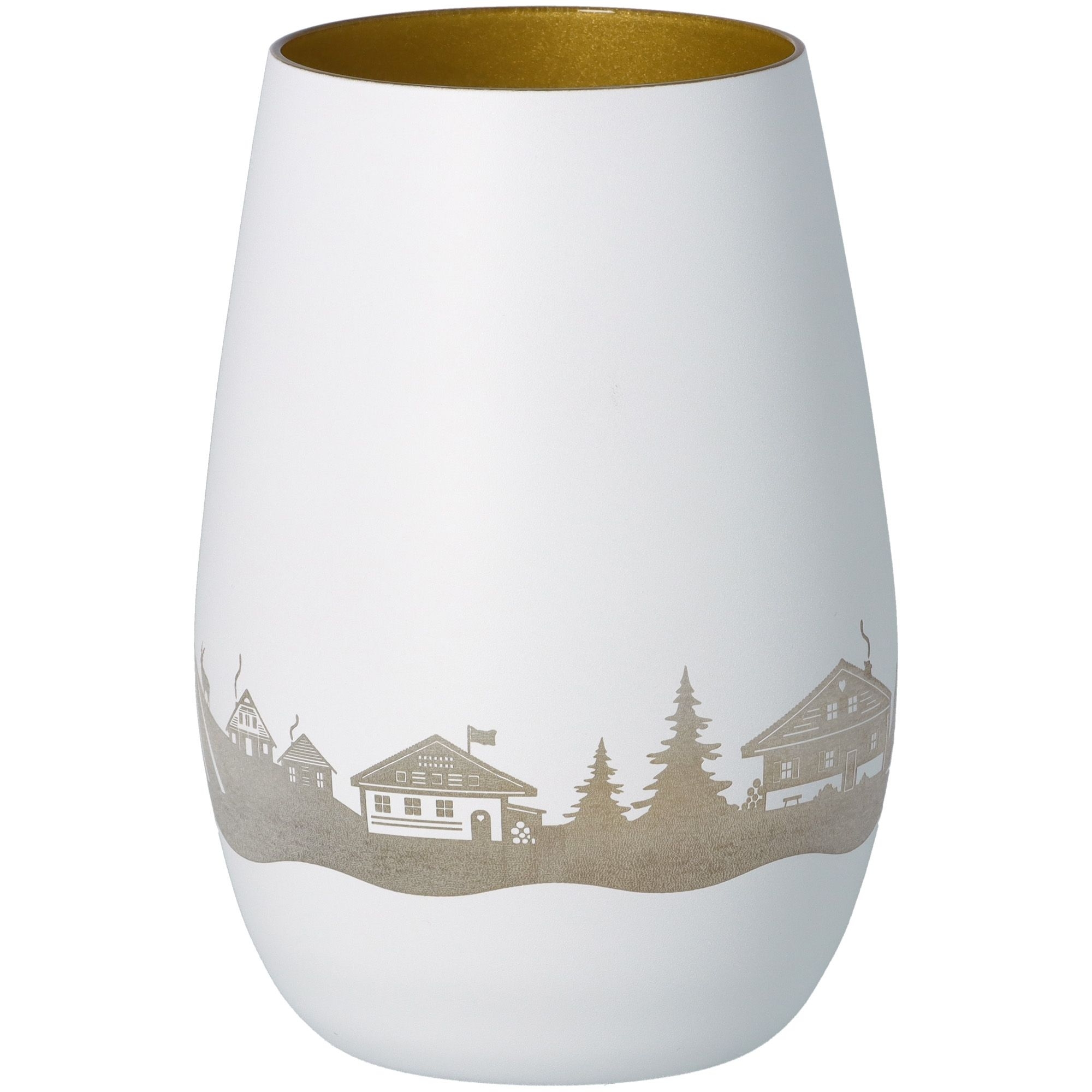 Windlicht Skyline Oberstdorf Weiß/Gold