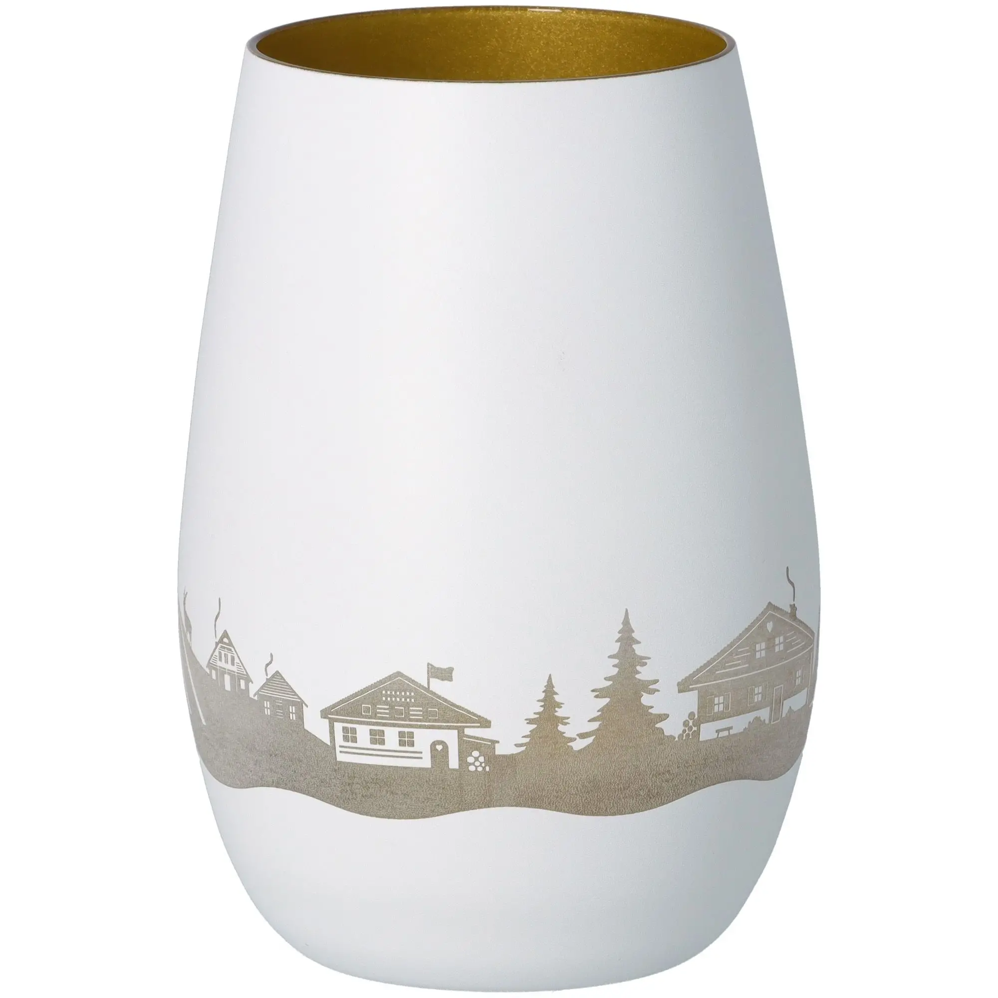 Windlicht Skyline Oberstdorf Weiß/Gold