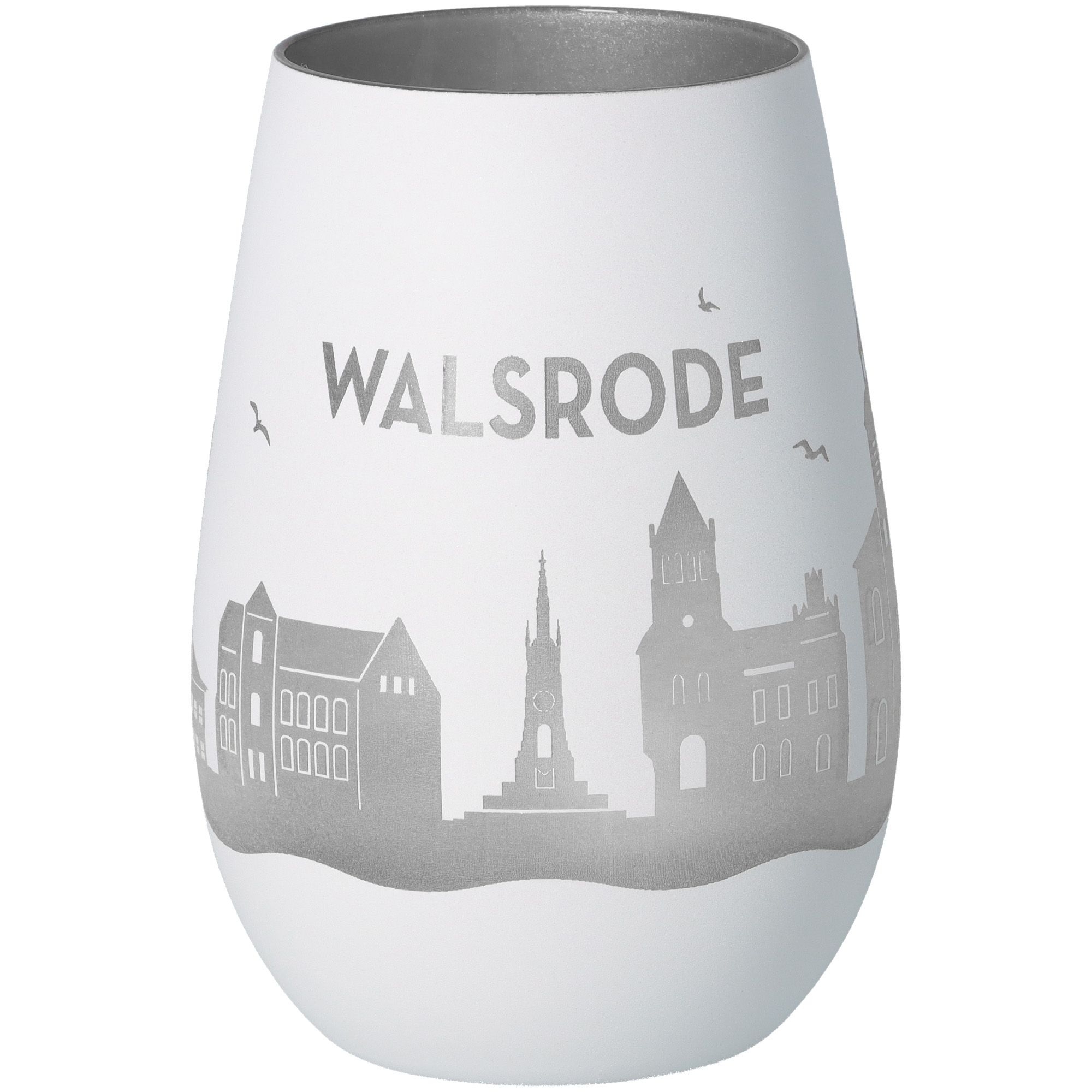 Windlicht Skyline Walsrode Weiß/Silber Glas, Töpferei, Krug, Vase