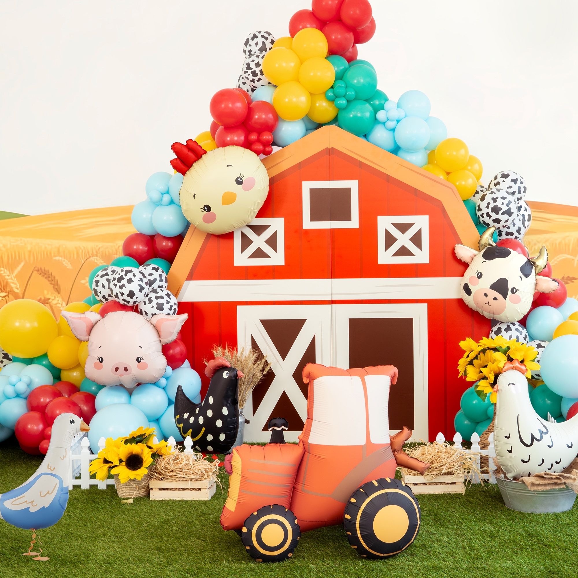 Folienballon "Huhn" 60cm Ballonkunst, Hof-Bauernhof, aufblasbarer Traktor, bunte Ballons, Tierballons