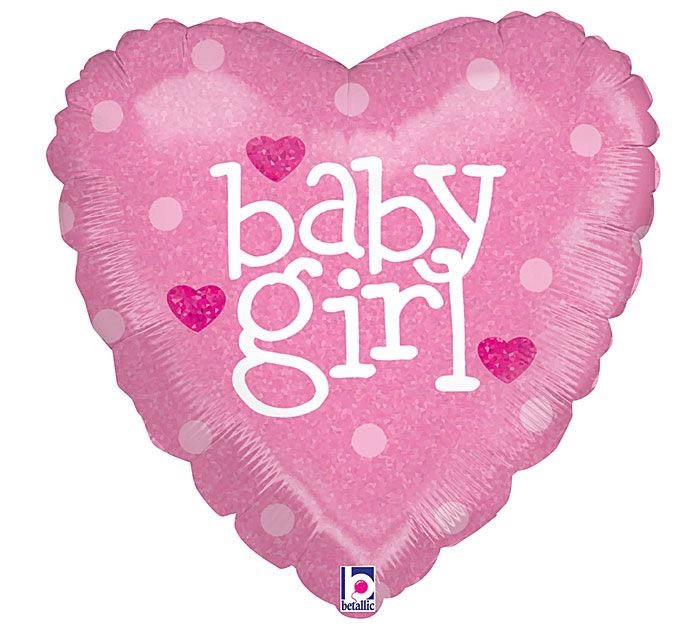 Folienballon Herz Baby Girl Holographic 45cm