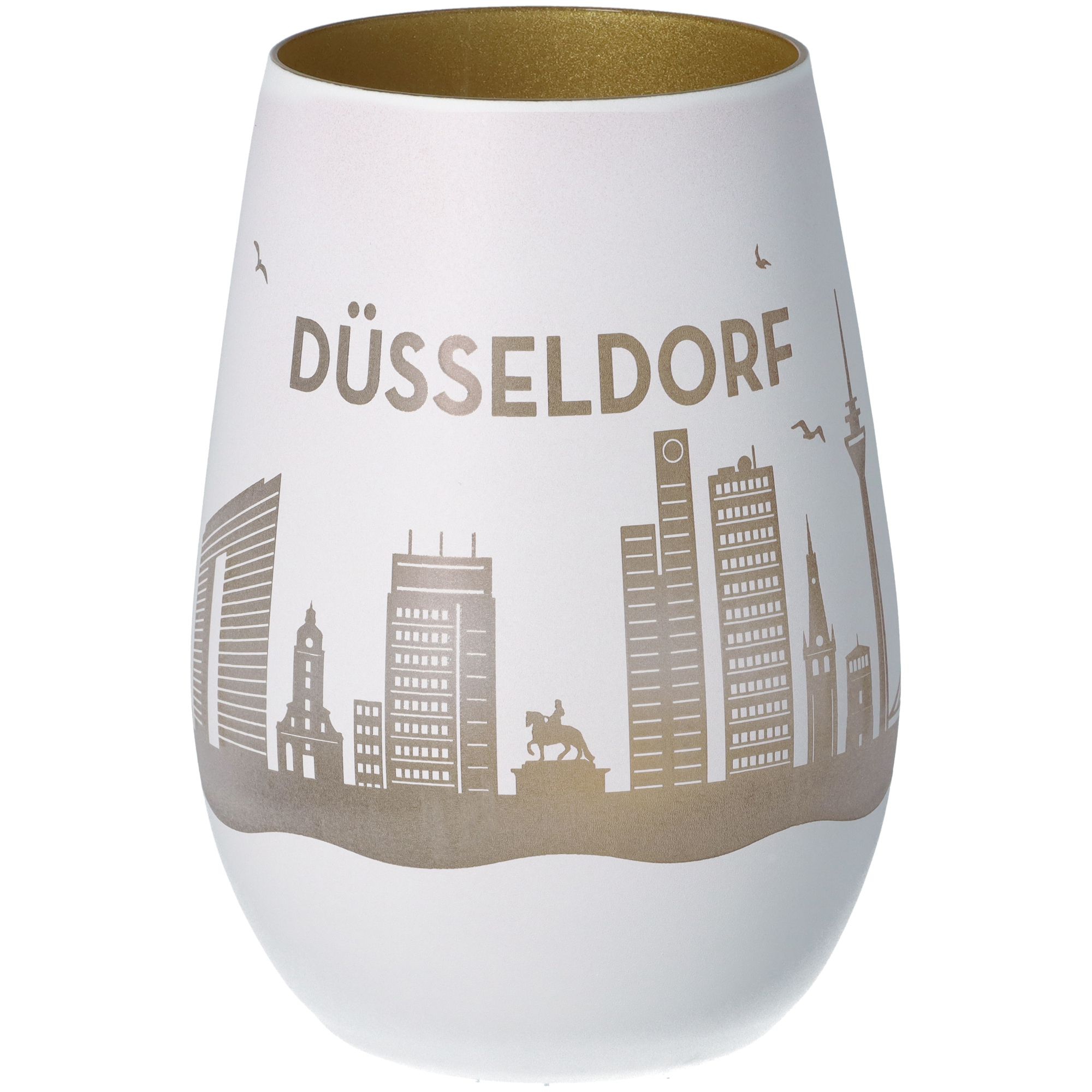 Windlicht Skyline Düsseldorf Weiß/Gold Windlicht Skyline Düsseldorf Weiß/Gold