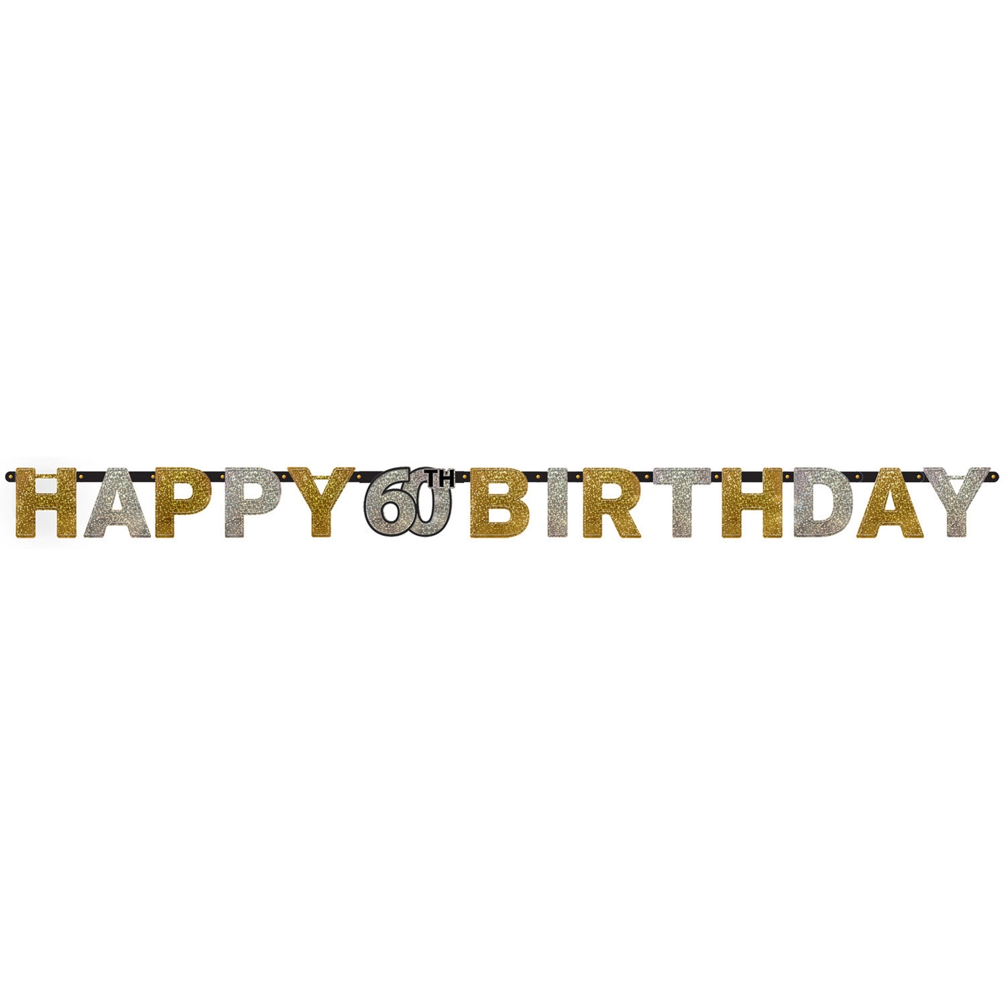 Sparkling Celebration Silber & Gold - Happy Birthday 60 Holo Girlande