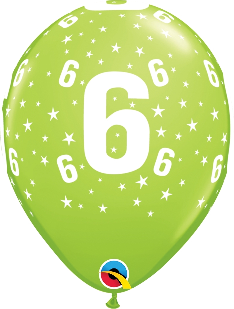 Qualatex Latexballon 6. Geburtstag verschiedene Farben Ø 30cm