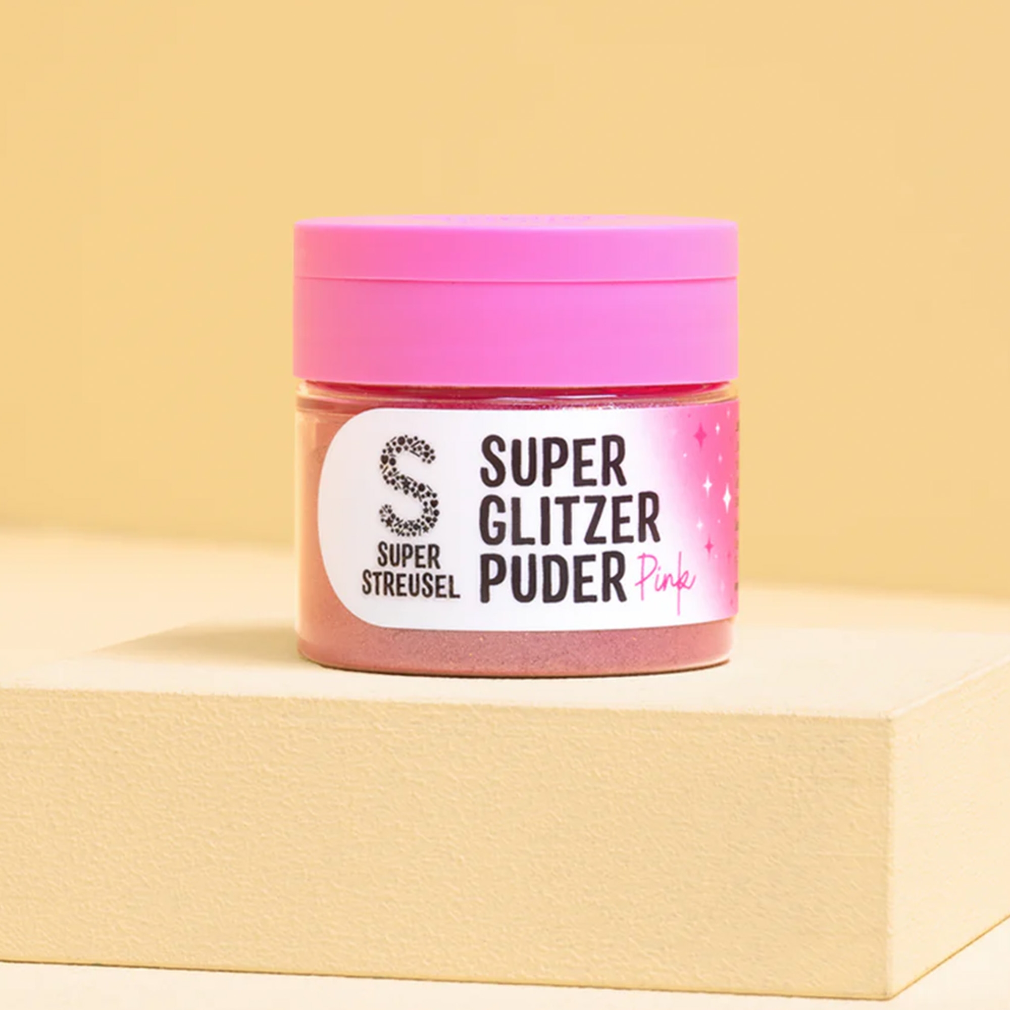Super Streusel SuperGlitzerPuder Pink 10 g Kopf, Gesicht, Flasche, Kosmetik, Klebeband
