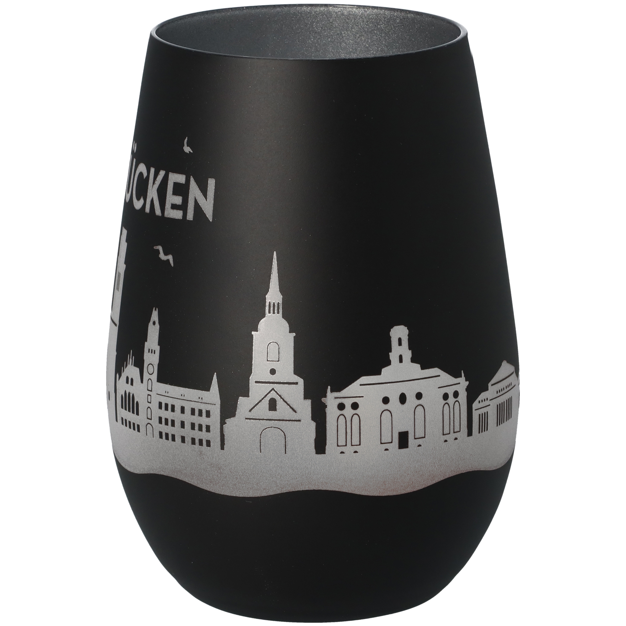 Windlicht Skyline Saarbrücken Schwarz/Silber Windlicht Skyline Saarbrücken Schwarz/Silber