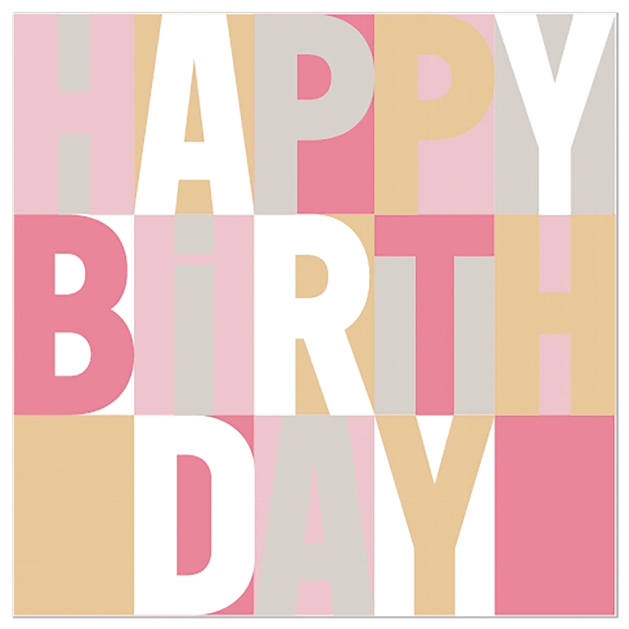 20 Servietten "Happy Birthday" Rosa Text