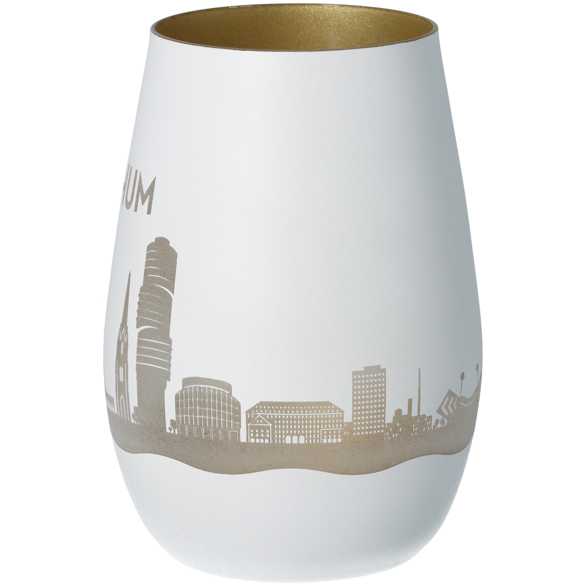 Windlicht Skyline Bochum Weiß/Gold Windlicht Skyline Bochum Weiß/Gold