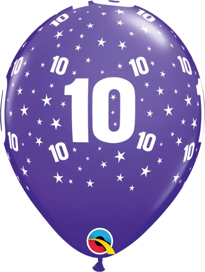 Qualatex Latexballon 10. Geburtstag verschiedene Farben Ø 30cm