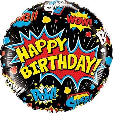 Folienballon "Happy Birthday" WOW schwarz 46cm