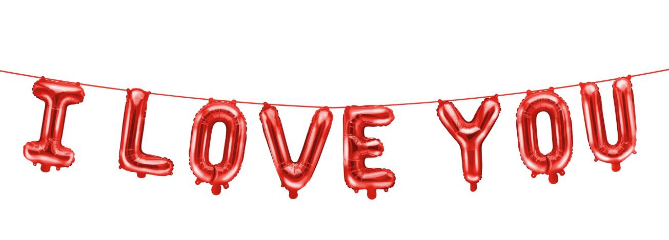 Folienballongirlande "I LOVE YOU", Rot Folienballongirlande "I LOVE YOU", Rot