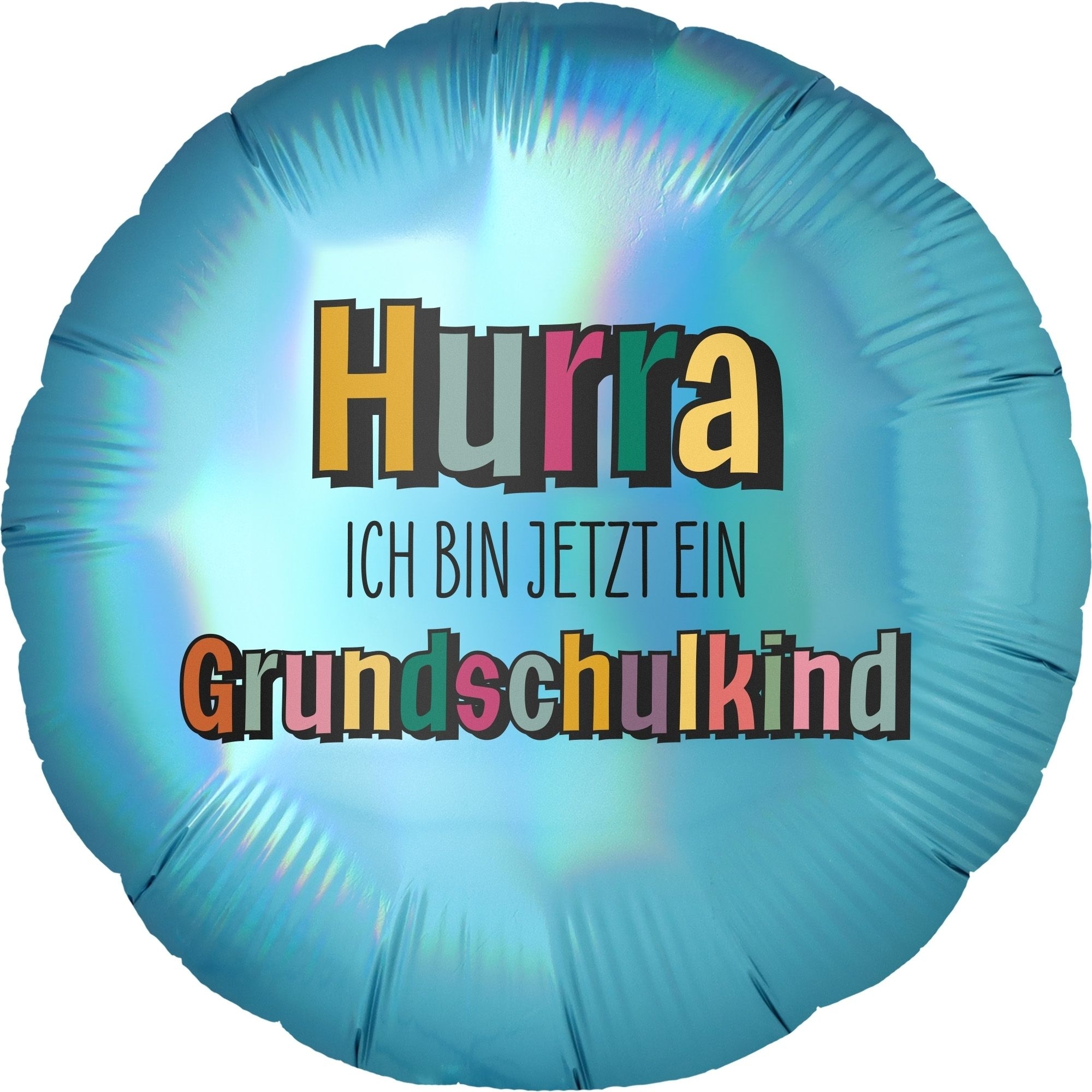 Folienballon "Hurra Grundschulkind" Holo Platinum Tenerife Sea 45cm