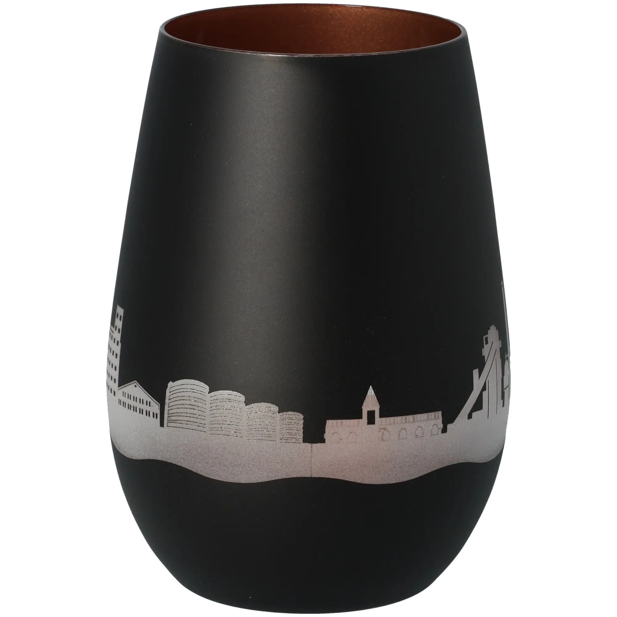 Windlicht Skyline Duisburg Schwarz/Bronze