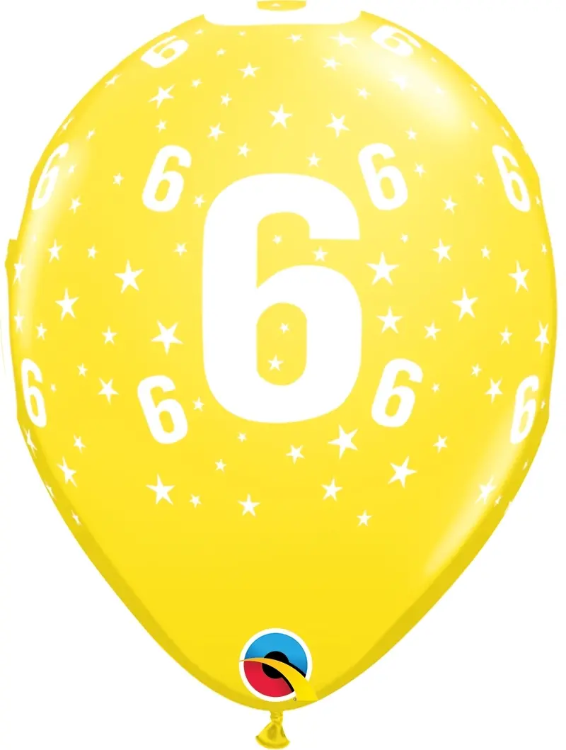 Qualatex Latexballon 6. Geburtstag verschiedene Farben Ø 30cm