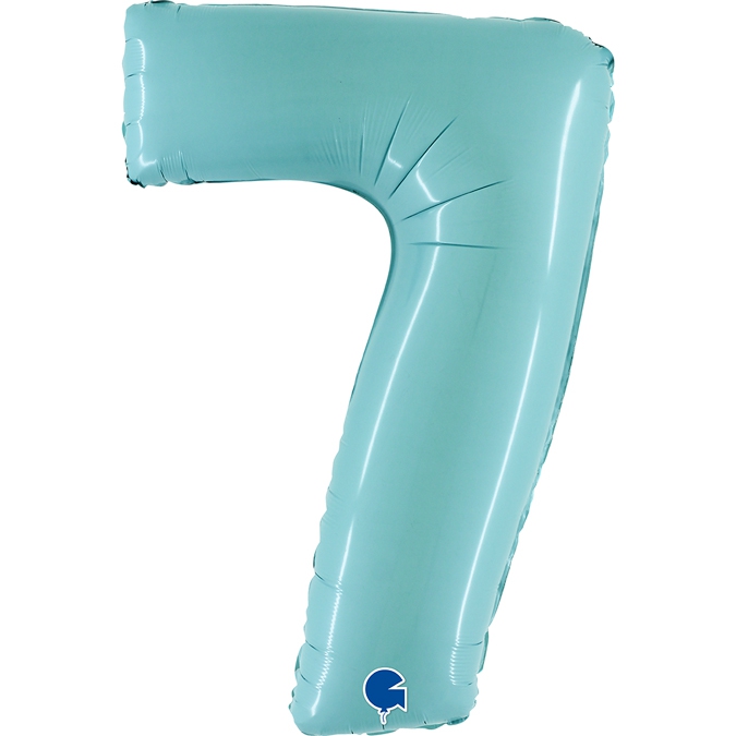 Folienballon Zahl 7 Pastell Türkis 100cm Folienballon Zahl 7 Pastell Türkis 100cm