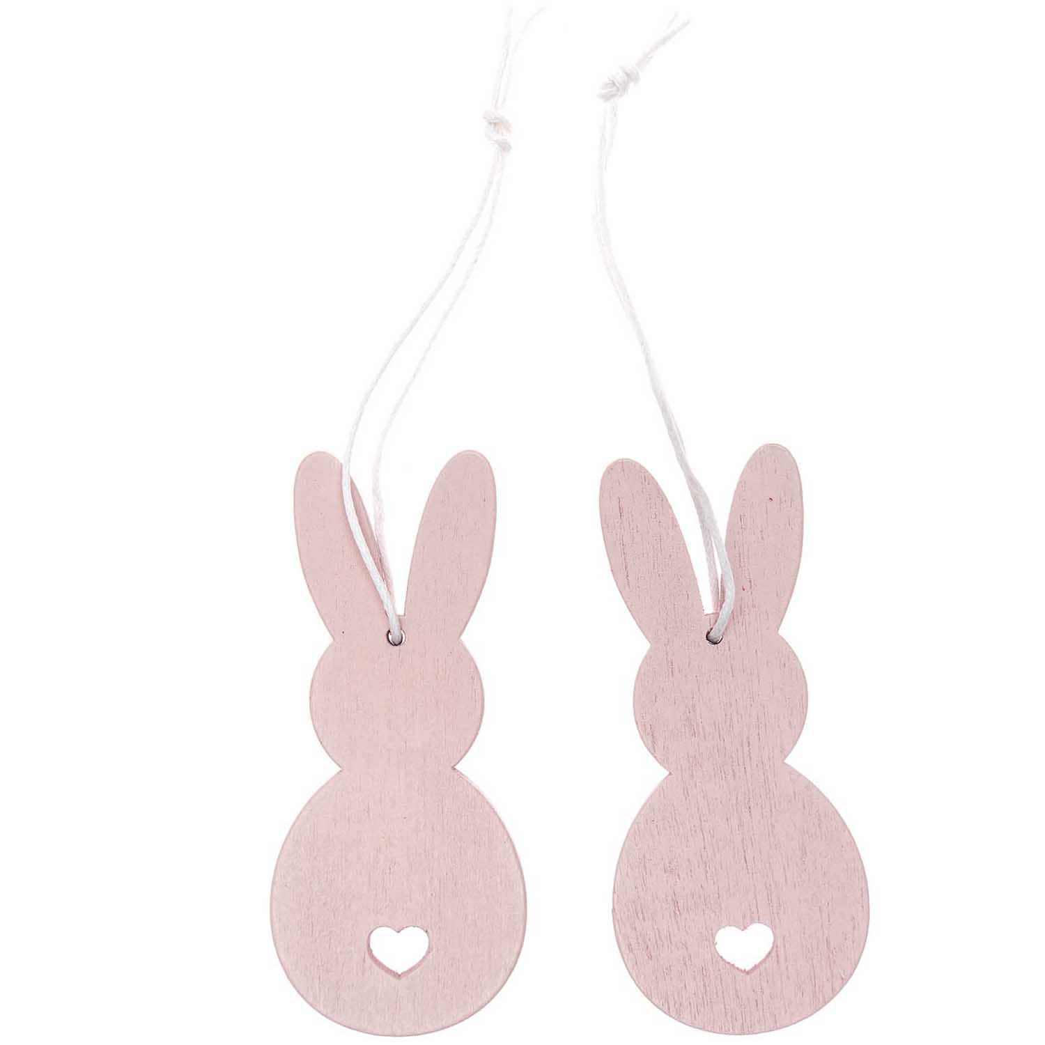 2 Holzanhänger "Hase", Rosa 2 Holzanhänger "Hase", Rosa