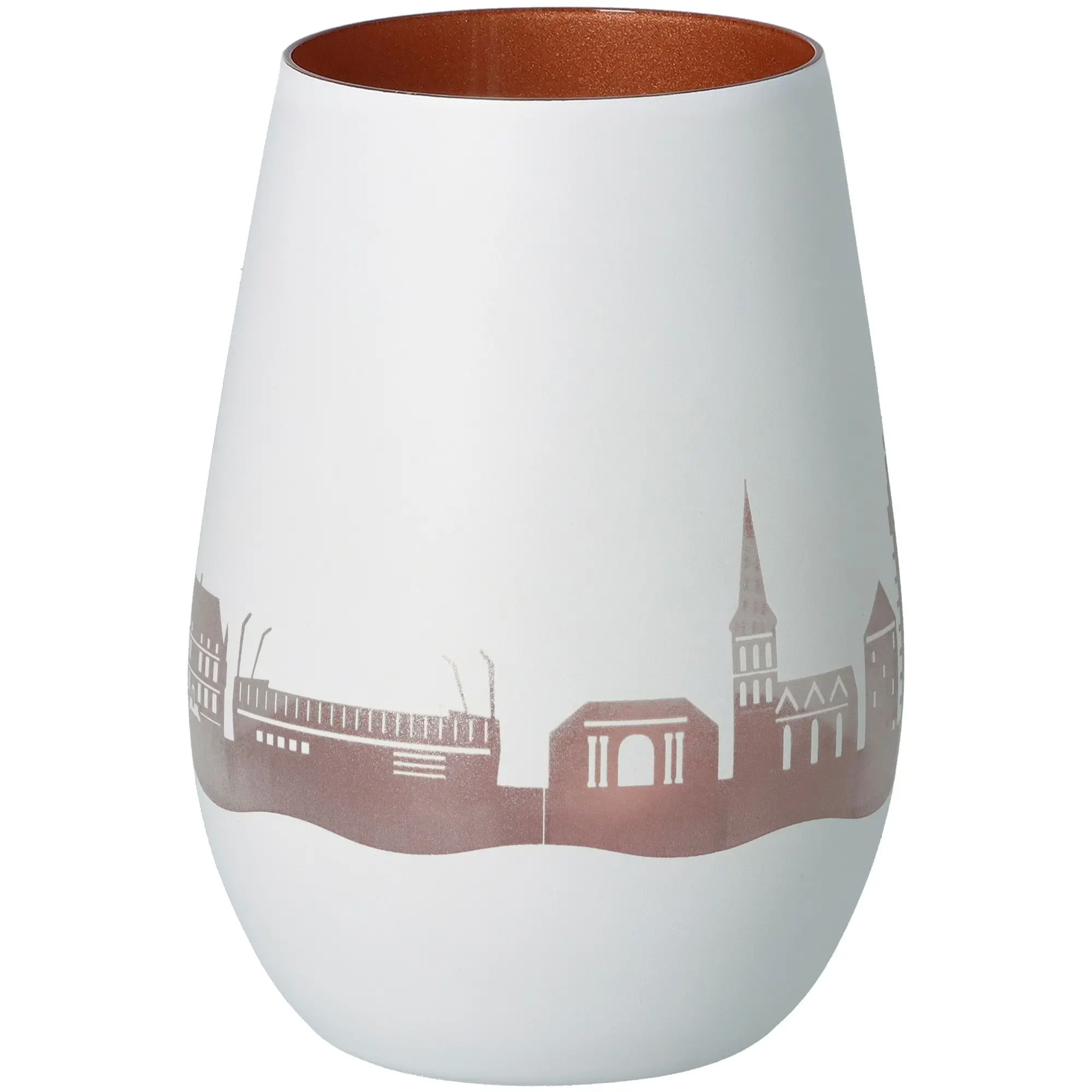 Windlicht Skyline Osnabrück Weiß/Bronze