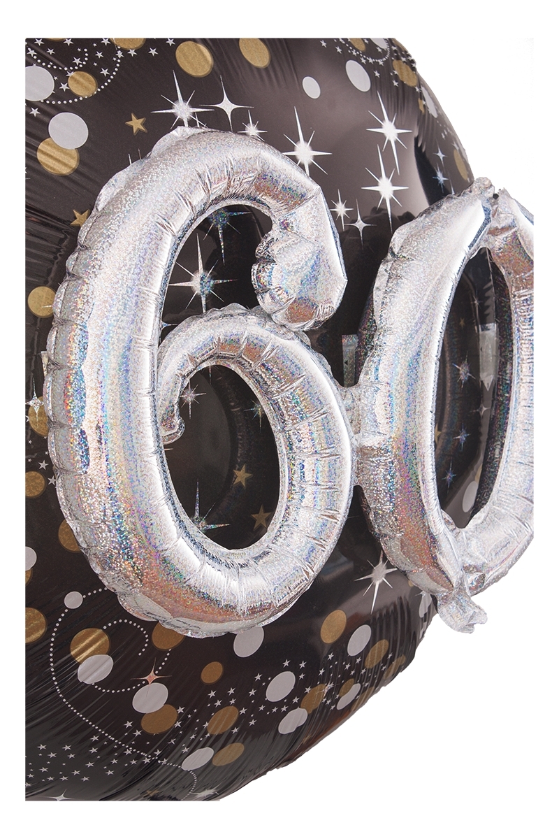 Folienballon Sparkling Birthday mit 3D "60" 91cm