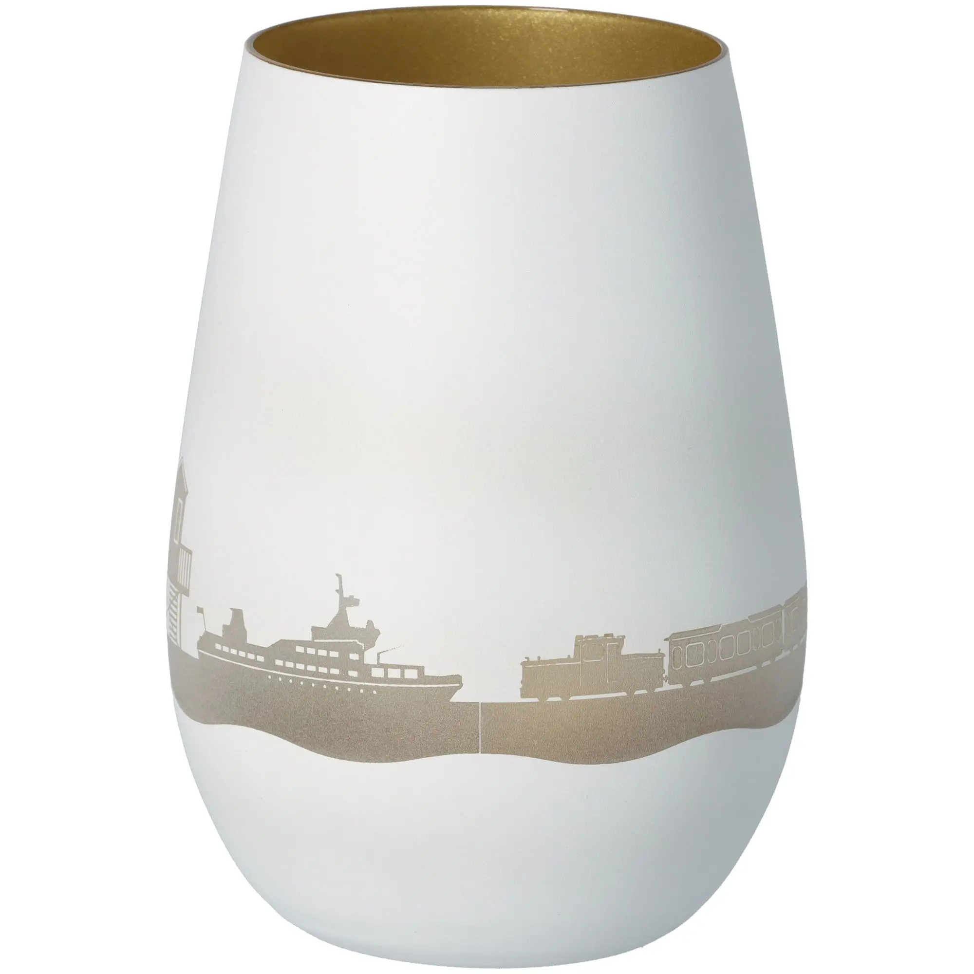 Windlicht Skyline Langeoog Weiß/Gold