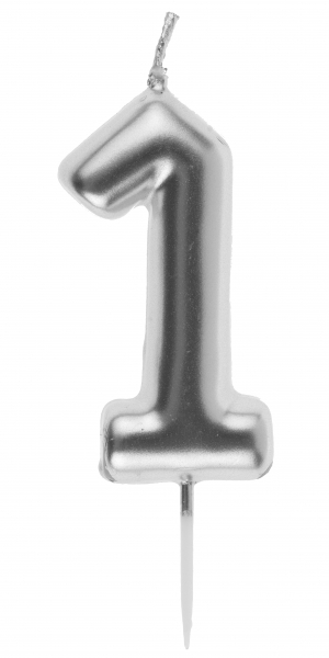 Zahlenkerze "1", Silber Zahlenkerze "1", Silber