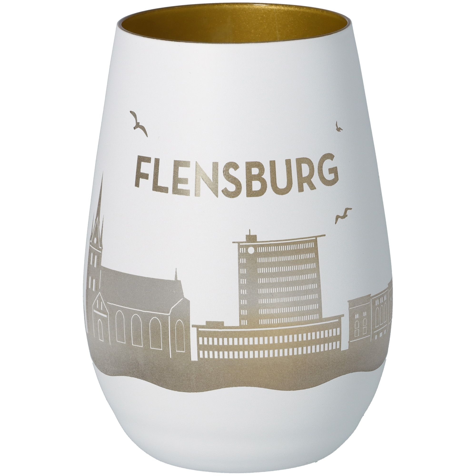 Windlicht Skyline Flensburg Weiß/Gold Windlicht Skyline Flensburg Weiß/Gold