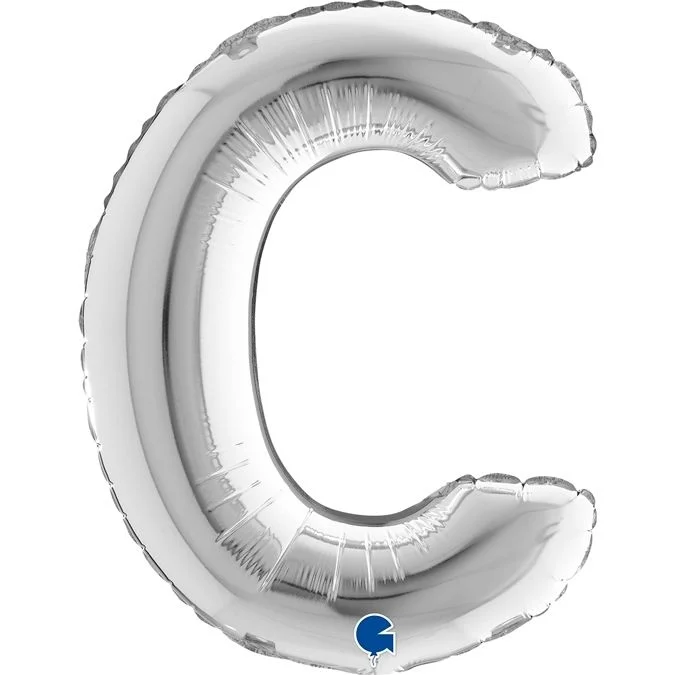 Ballon, Mondsichel, Folienballon, Silber, Buchstabe C