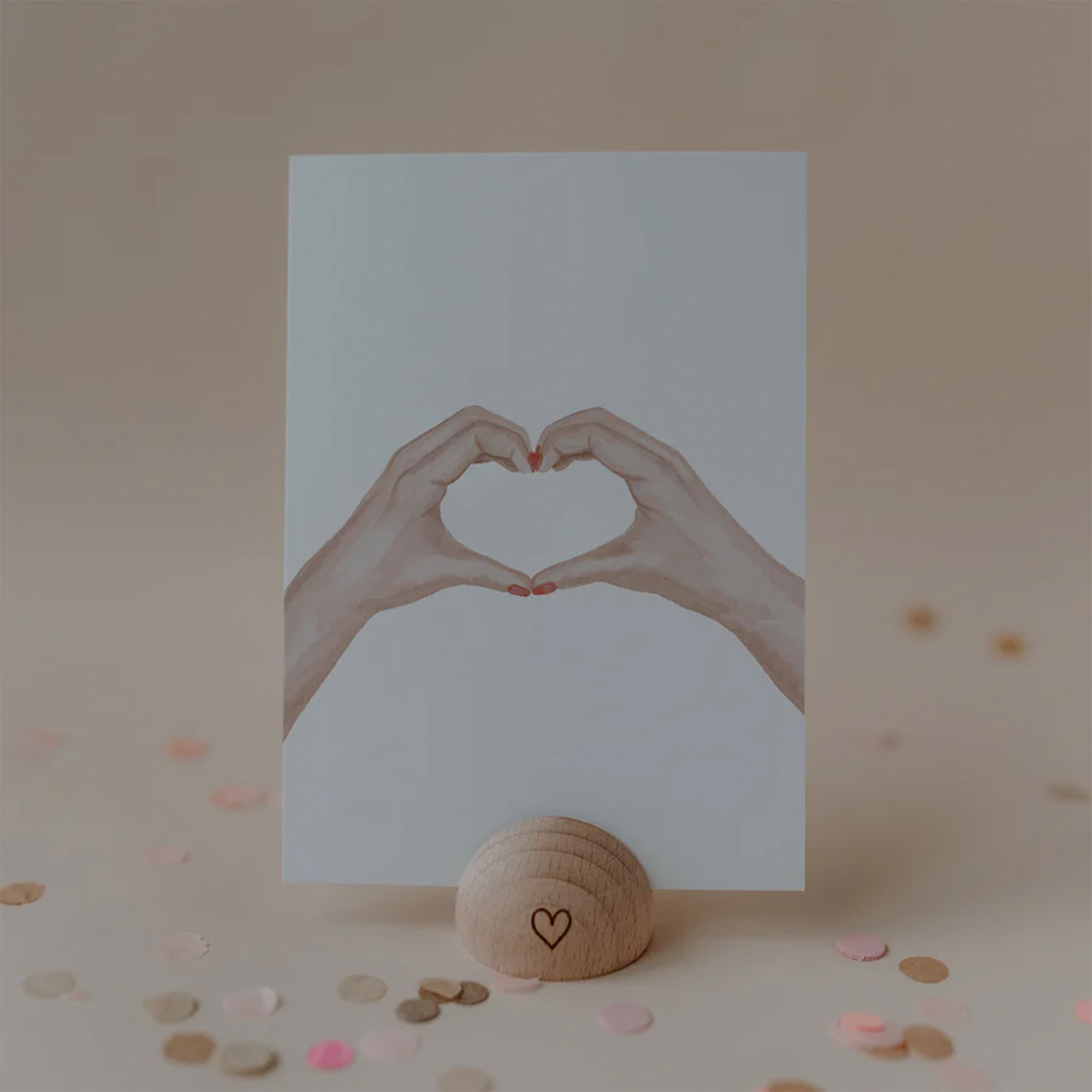 Eulenschnitt - Aquarellkarte "Handherz" Eulenschnitt - Aquarellkarte "Handherz"