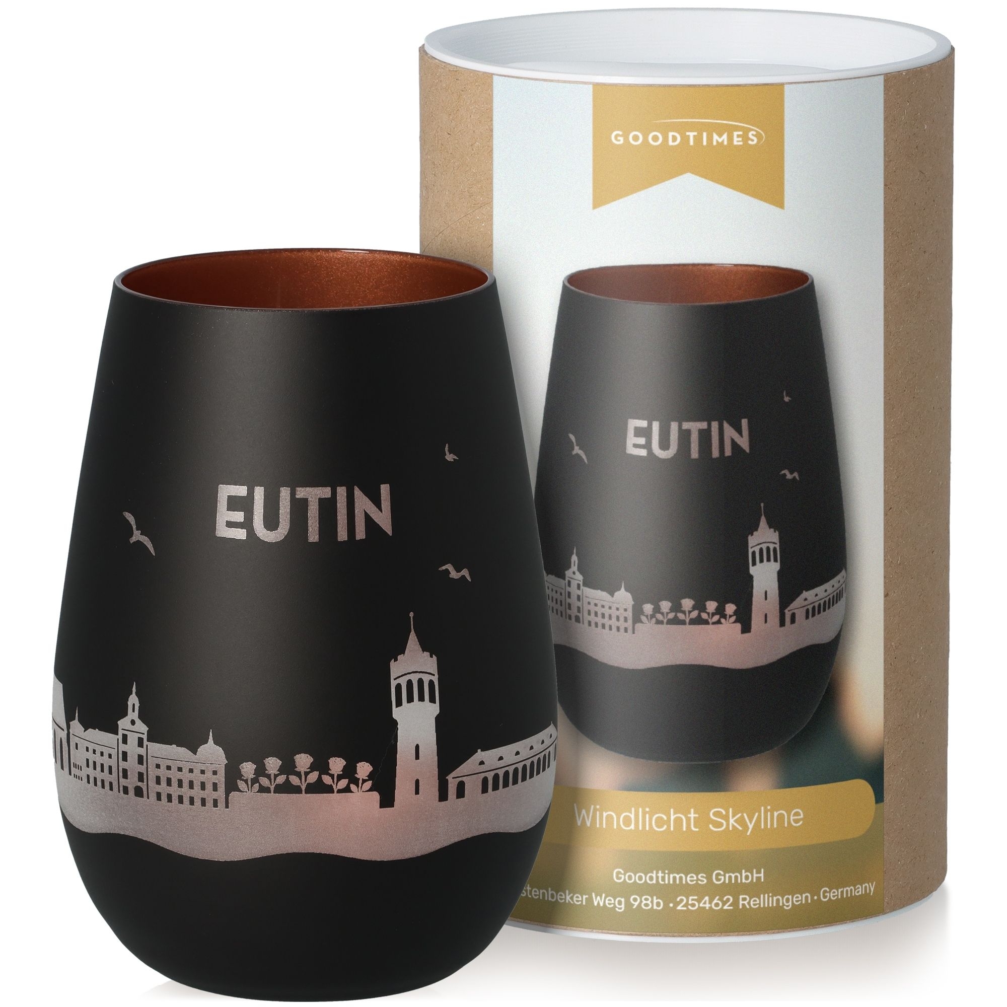 Windlicht Skyline Eutin Schwarz/Bronze Krug, Töpferei