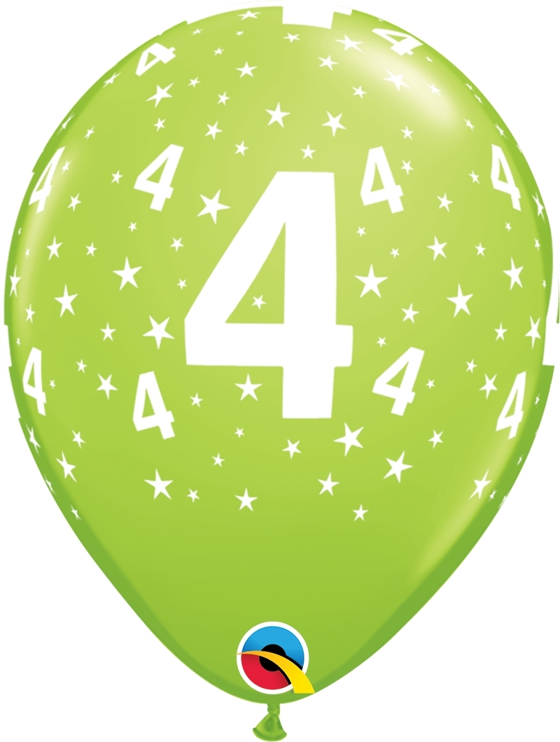 Qualatex Latexballon 4. Geburtstag verschiedene Farben Ø 30cm