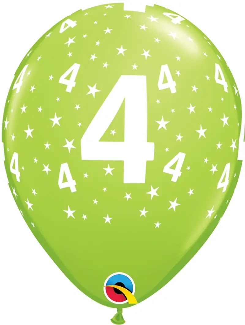 Qualatex Latexballon 4. Geburtstag verschiedene Farben Ø 30cm