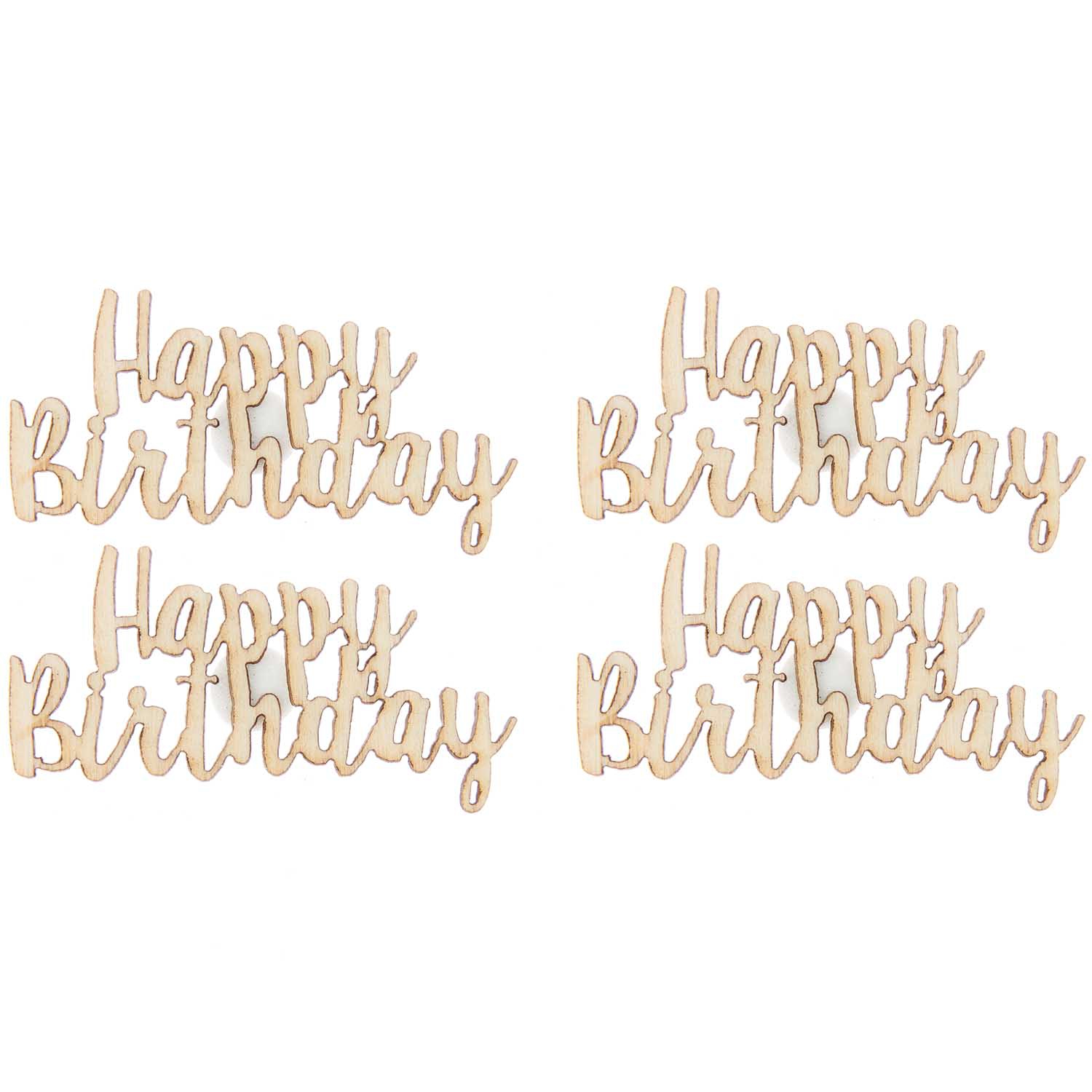 4 Holzsticker "Happy Birthday" 4 Holzsticker "Happy Birthday"