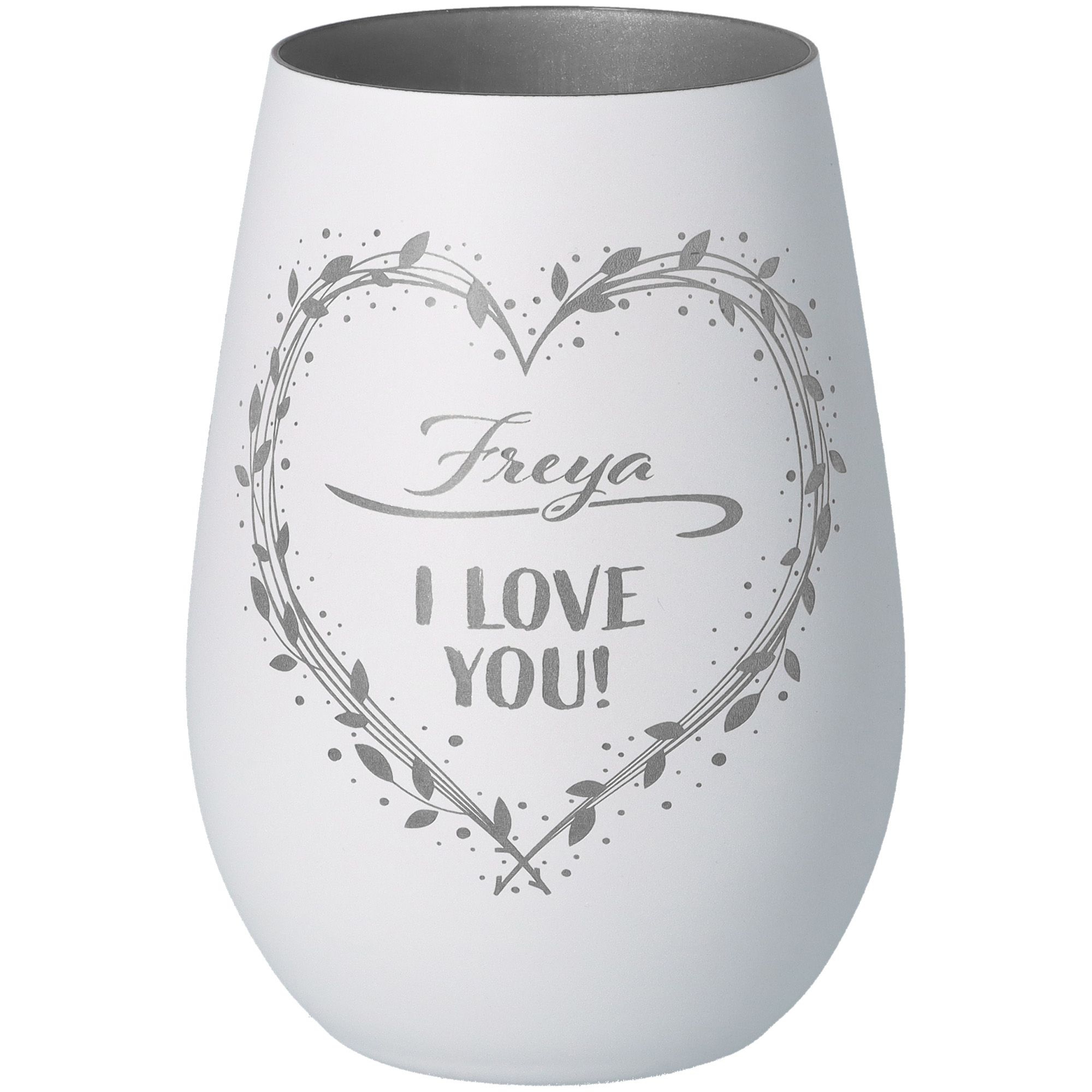 Windlicht I love you "Name" Weiß/Silber Windlicht I love you "Name" Weiß/Silber