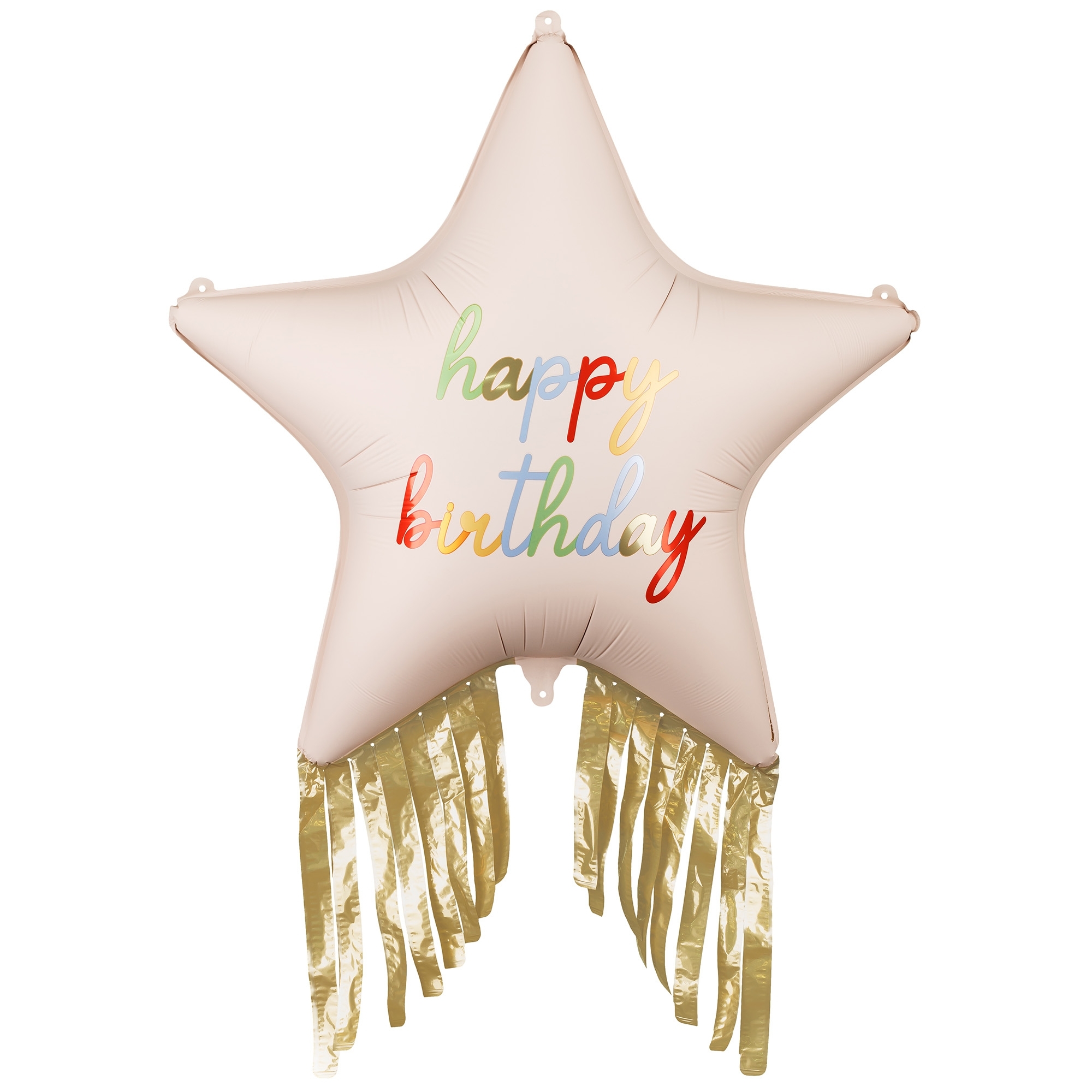 Folienballon "Happy Birthday" Stern mit Fransen 70cm Sternsymbol, Symbol