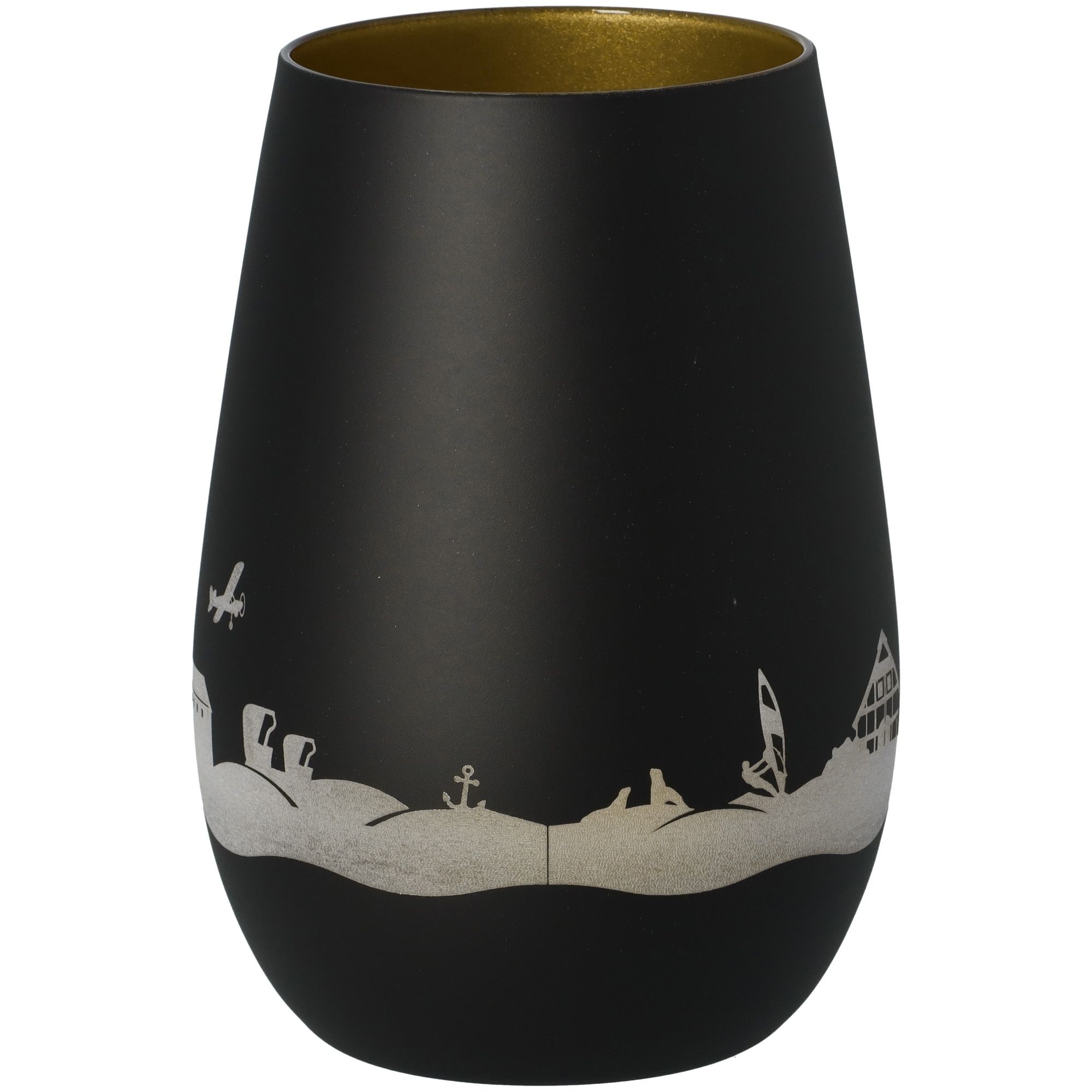 Windlicht Skyline Baltrum Schwarz/Gold Töpferei, Krug, Vase, Tasse