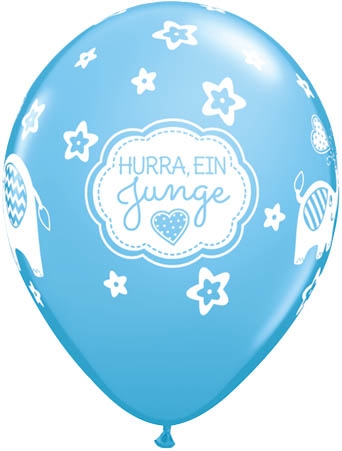 Qualatex Latexballon "Hurra, ein Junge" Hellblau Ø 30cm