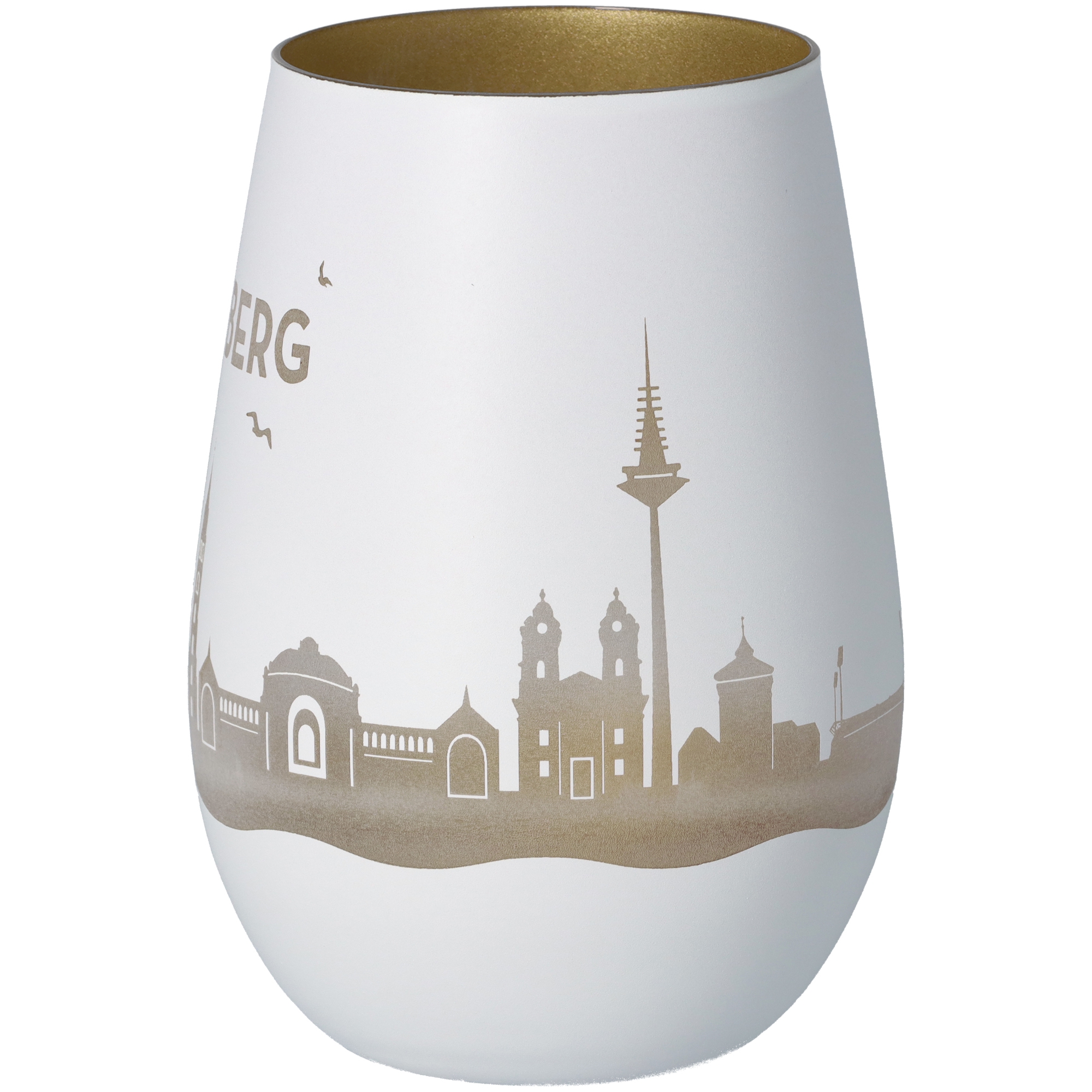 Windlicht Skyline Nürnberg Weiß/Gold Windlicht Skyline Nürnberg Weiß/Gold
