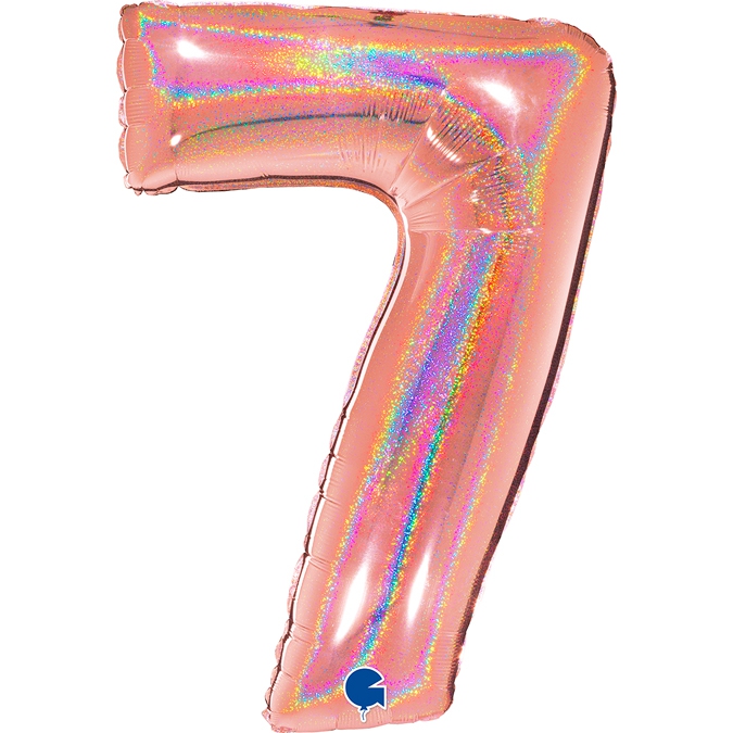 Folienballon Zahl 7 Glitter Roségold 100cm Folienballon Zahl 7 Glitter Roségold 100cm