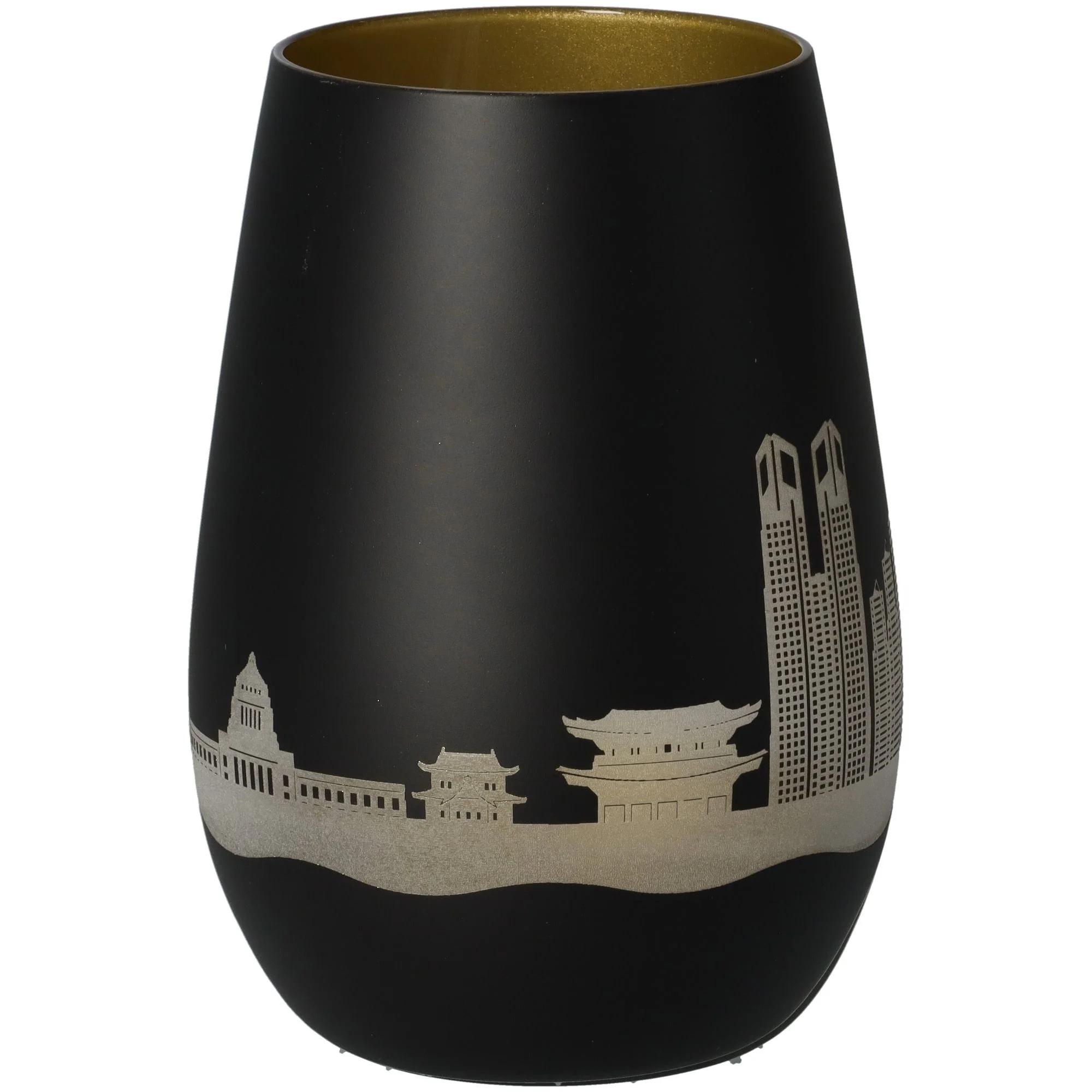 vasen, schwarze vase, städte skyline, metallische silhouette, dekorative vase