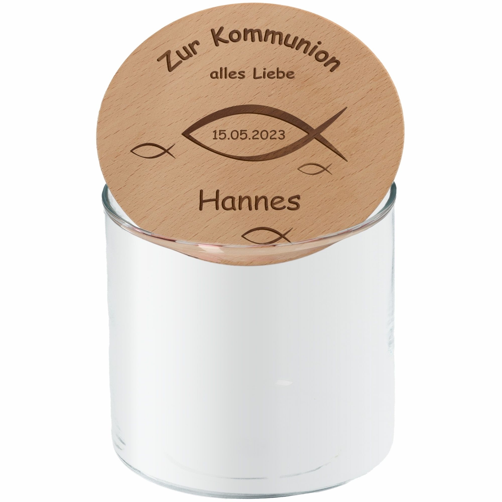Geschenkglas Kommunion "Name & Datum" 530ml