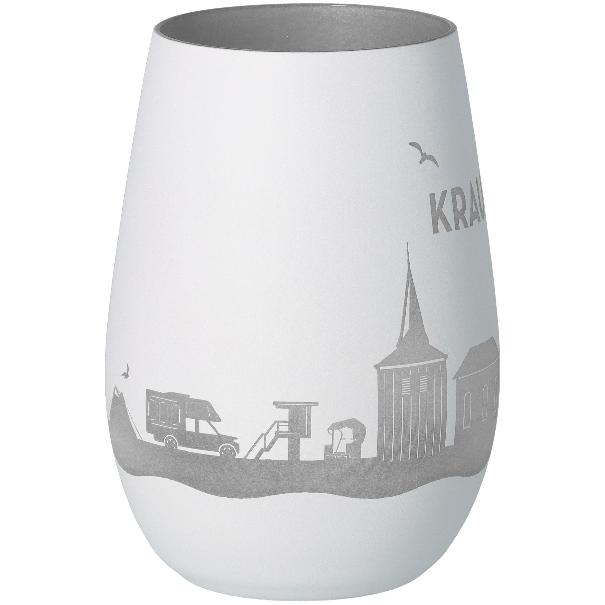Windlicht Skyline Krautsand Weiß/Silber Töpferei, Krug, Glas, Vase, Porzellan