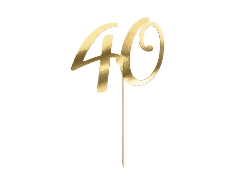 Cake Topper zum 40. Geburtstag, Gold