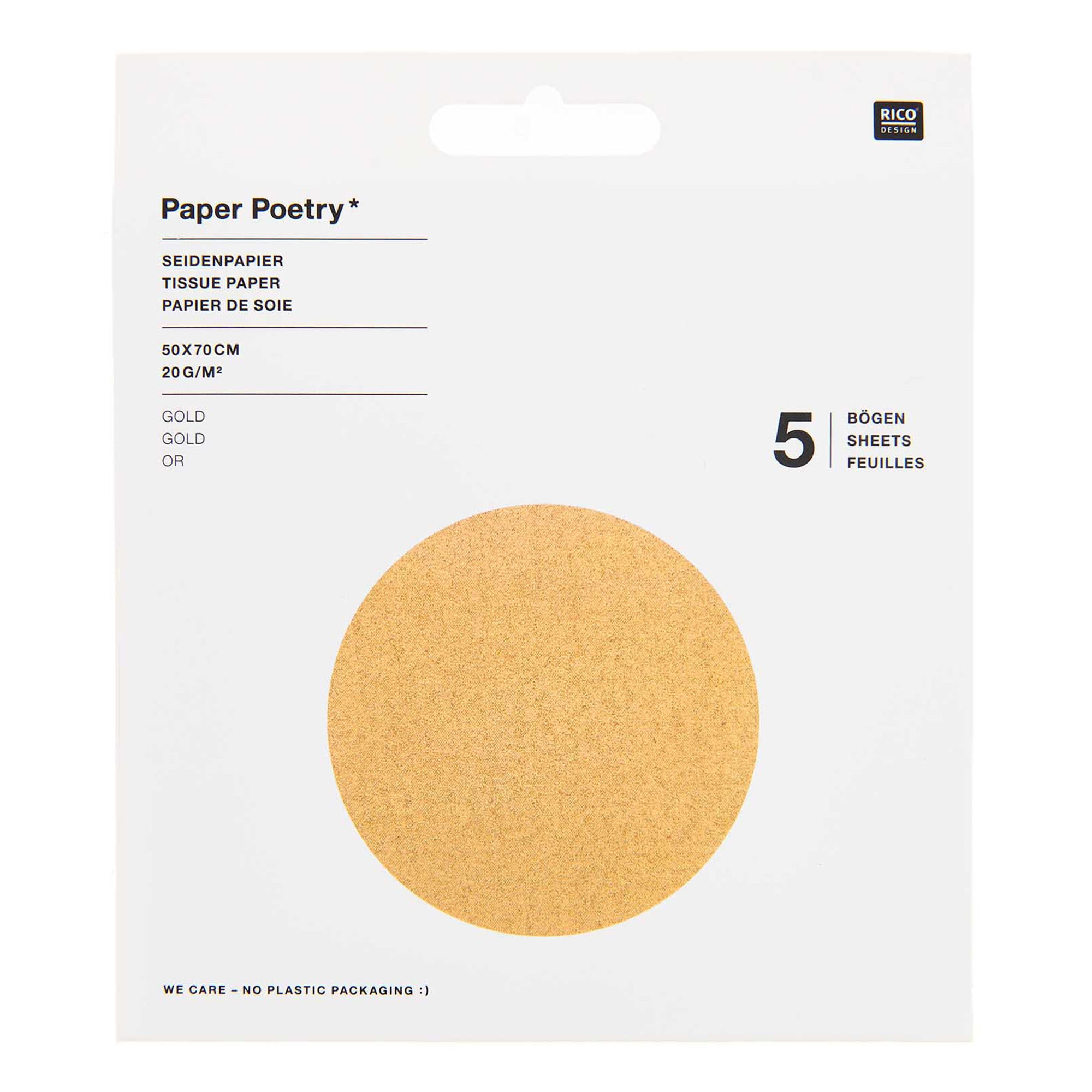 Seidenpapier Gold, 5 Bögen Gesicht, Kopf, Person