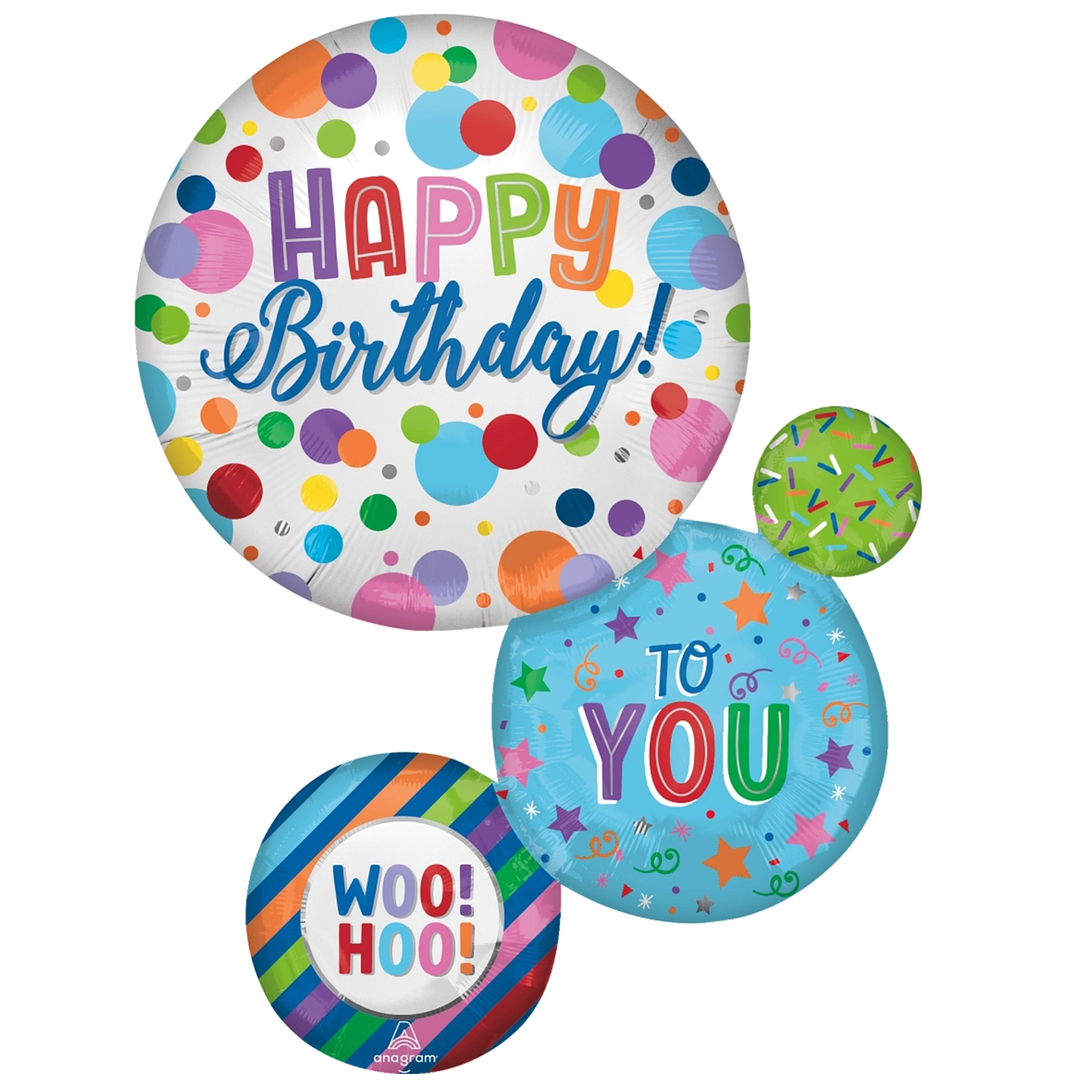 Folienballon "Happy Birthday Orbs" 70cm Abzeichen, Logo, Symbol