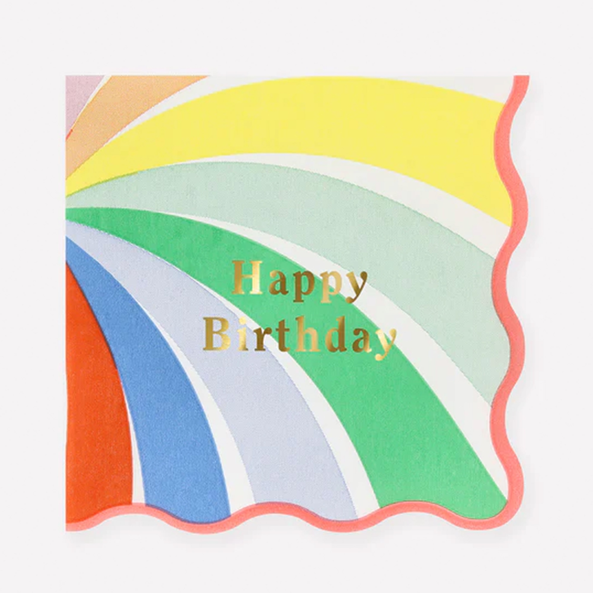 Geburtstagskarte, Regenbogen-Design, Goldfolien-Text, Gekrümmter Rand, Bunte Bögen