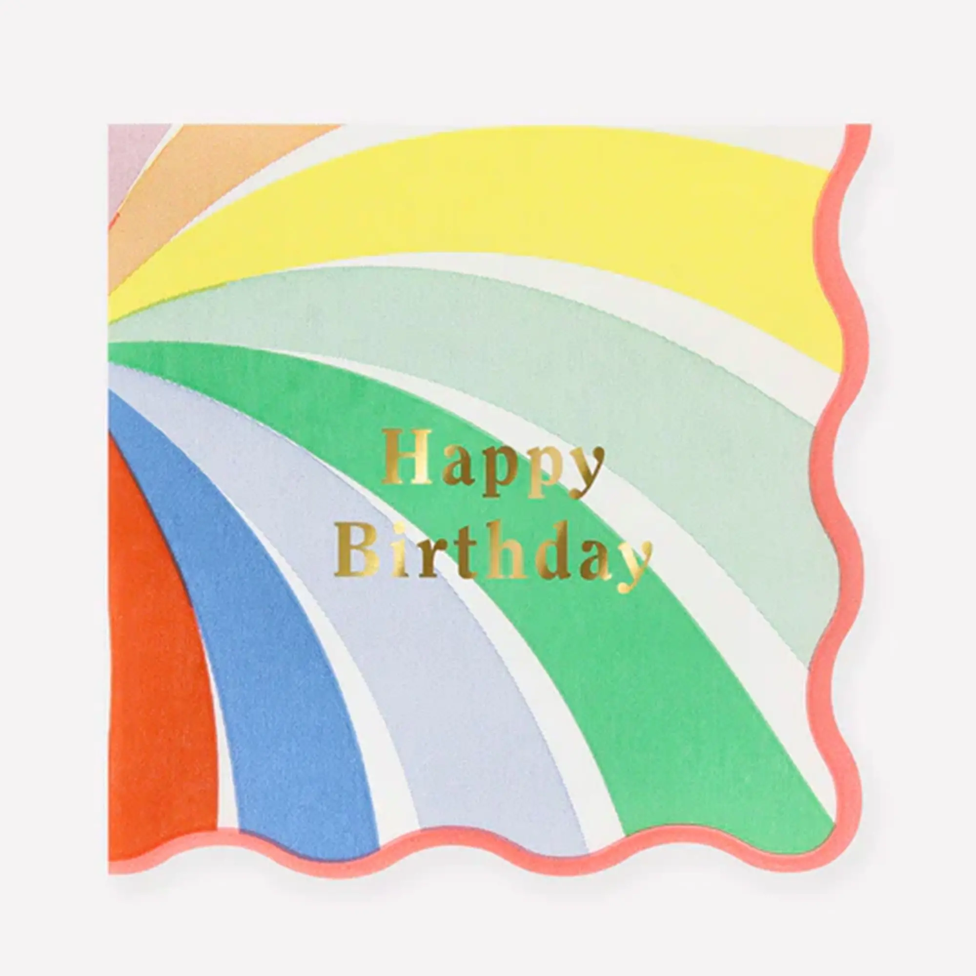 Geburtstagskarte, Regenbogen-Design, Goldfolien-Text, Gekrümmter Rand, Bunte Bögen