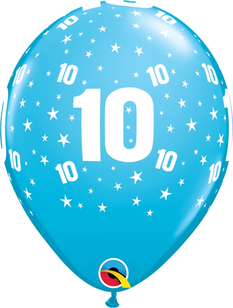Qualatex Latexballon 10. Geburtstag verschiedene Farben Ø 30cm