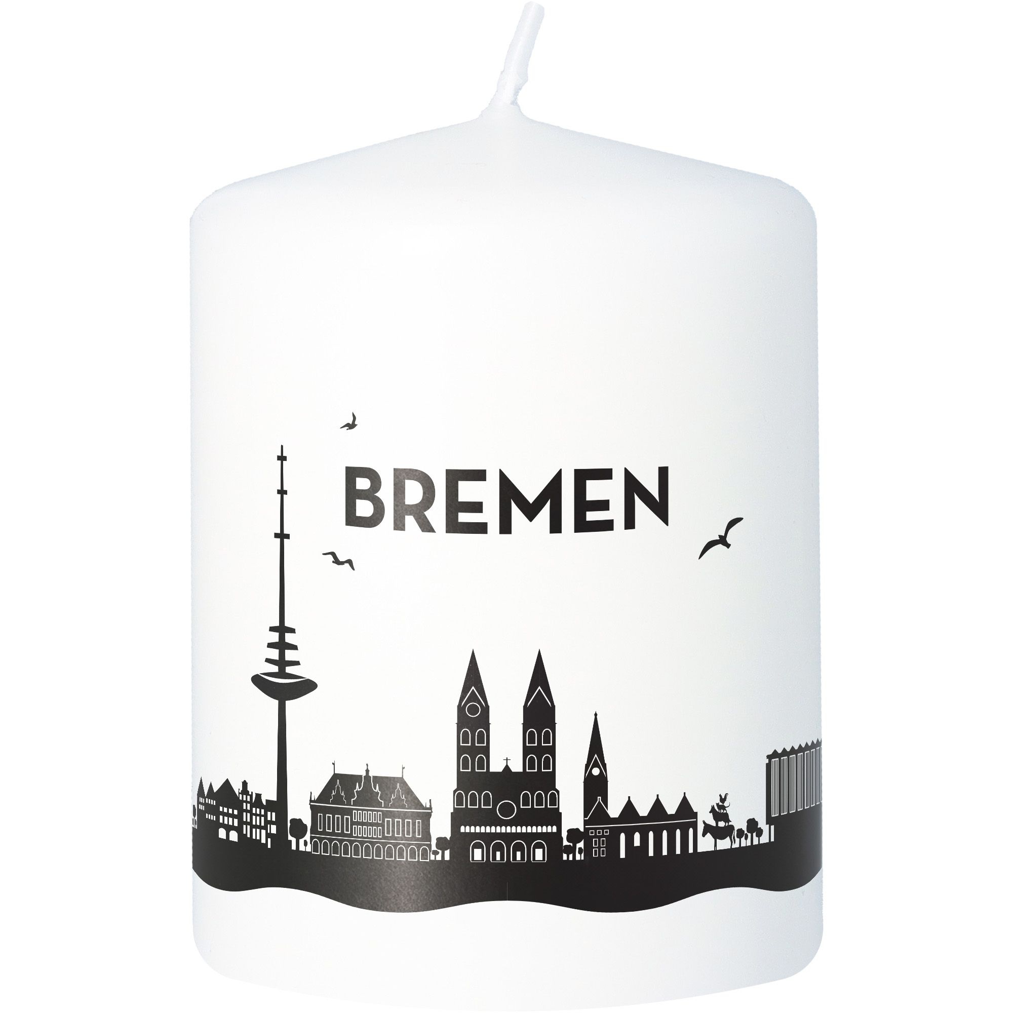 Stumpenkerze Skyline Bremen Weiß Stumpenkerze Skyline Bremen Weiß